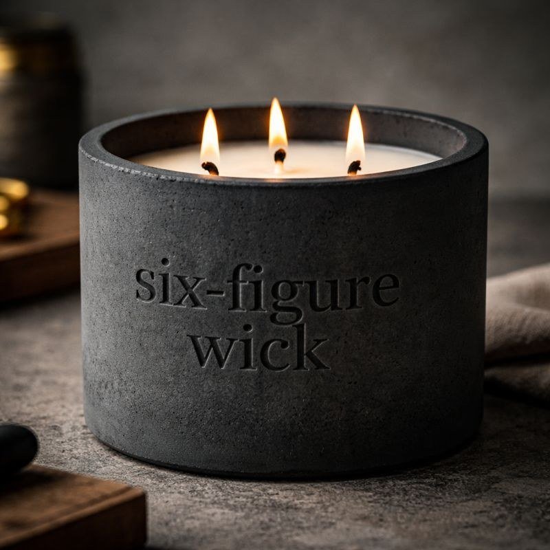 The Six Figure Wick concrete candle